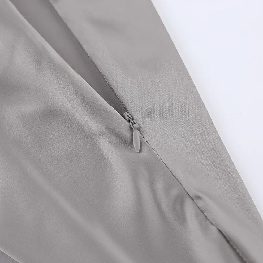 Elegant Long Sleeve High Waist Artificial Silk Fishtail Skirt, Draping Satin Slit Skirt for a sophisticated and flatteri — photo 28