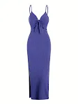 Women's Fashion Suspenders Slit Slim-fitting Dress — photo 2