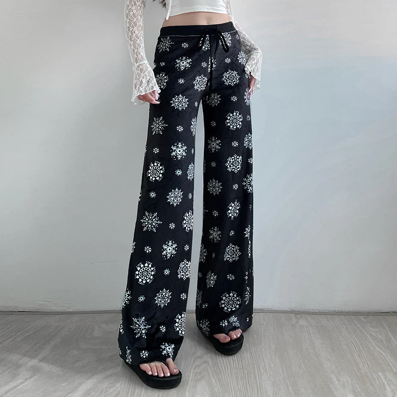 Snowflake ženske ležerne pantalone jesen i zima nova kontrastna boja udobne i moderne savršene za svakodnevno nošenje i izlaske. — foto 5
