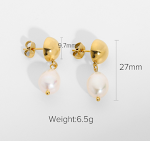Brincos Cornelia de pérolas de água doce. Elegância atemporal para mulheres. O presente perfeito. Design clássico e beleza natural. Ideal para qualquer evento. — foto 1