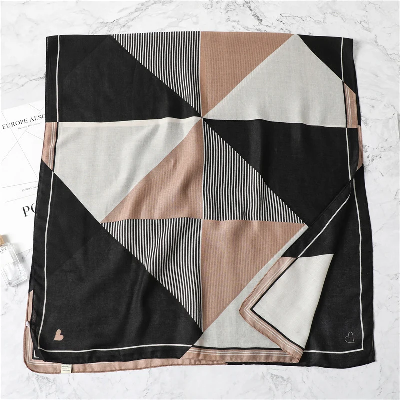 Title 10, Simple Geometric Striped Scarf Womens Contrast...