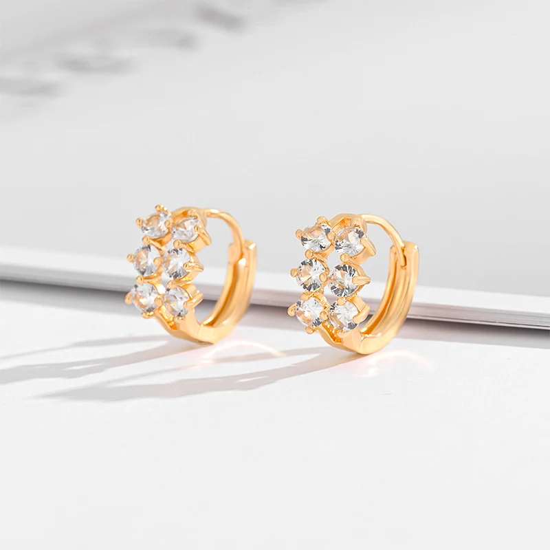 Brinco de orelha com adorno de zircônia de cristal quadrado, banhado a ouro e diamantes, multi estilos para a moda feminina. — foto 23