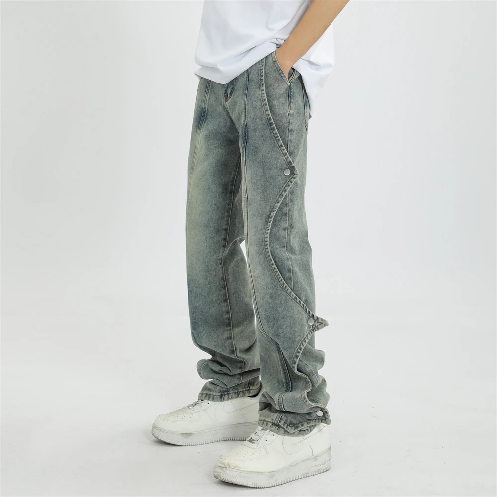 Fashion Rock Men's Straight Jeans with Stitching, offering a comfortable fit, classic style, and durable design for ever — photo 18