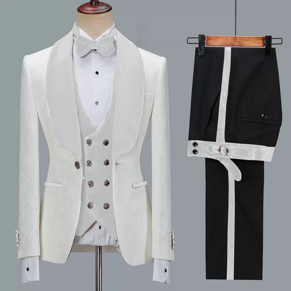 Title 6, Mens Fashion Casual Jacquard Suit Three Piece ...