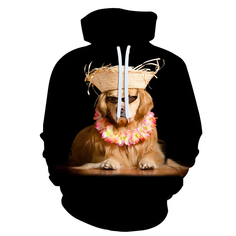 Felpa con cappuccio da uomo con stampa digitale 3D di un simpatico cane. Design alla moda e confortevole per un look streetwear unico e accattivante. — foto 1