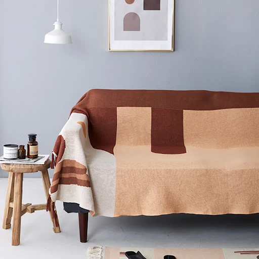 Title 6, Nordic Morandi Simple Knitted Sofa Blanket, Air...