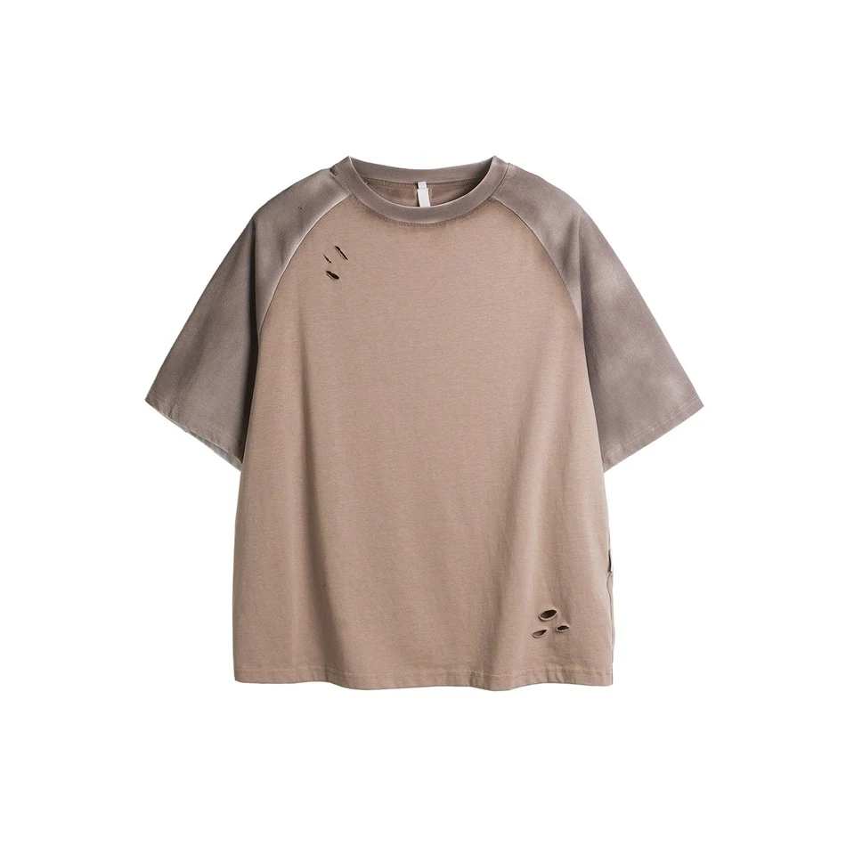 Heren T-shirt Raglan met Gescheurde Hals Short Sleeve Vintage Stijl Comfortabel en Perfect voor Casual Looks. — foto 3