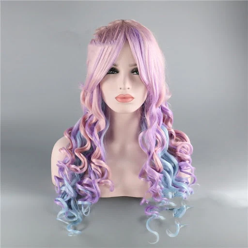 Title 5, Mixed Tricolor Tapered Long Curly Wig for vibra...