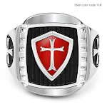 Anel de aço inoxidável personalizado masculino Cruz Vermelha vermelha com gotejamento de óleo vintage. Estilo único! — foto 21
