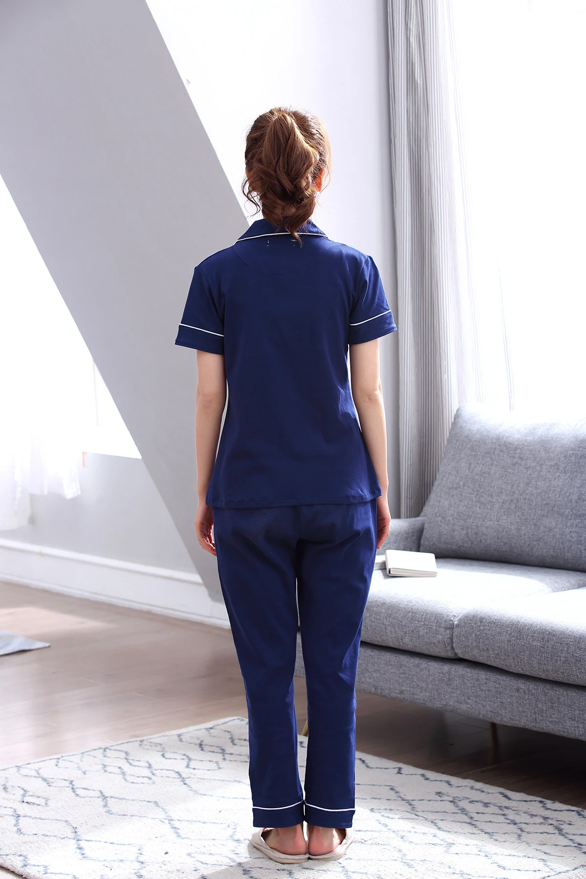 Title 34, Simple Cotton Couple Short Sleeve Pajamas