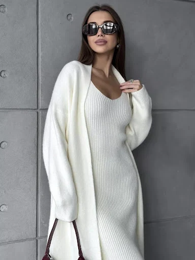 Title 14, 2pcs Knitted Suit Fashion Slim Sleeveless Long ...