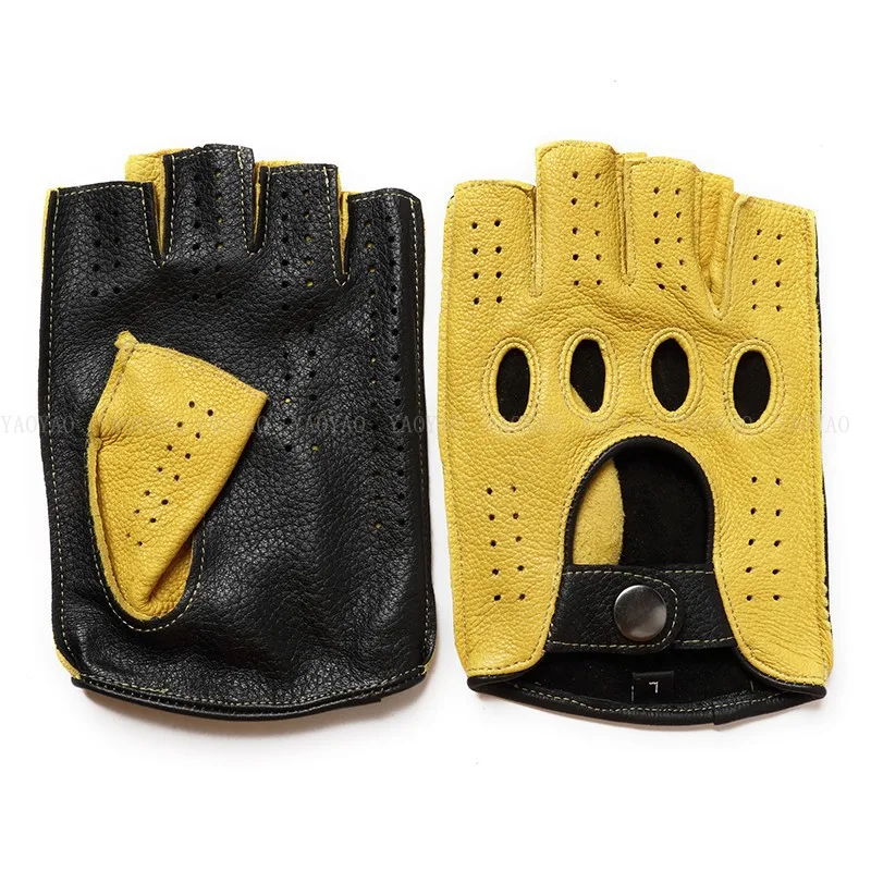 Riding Outdoor Leather Half Finger Sheepskin Gloves Breathable and durable Designed for cycling and driving Provides sup — photo 13