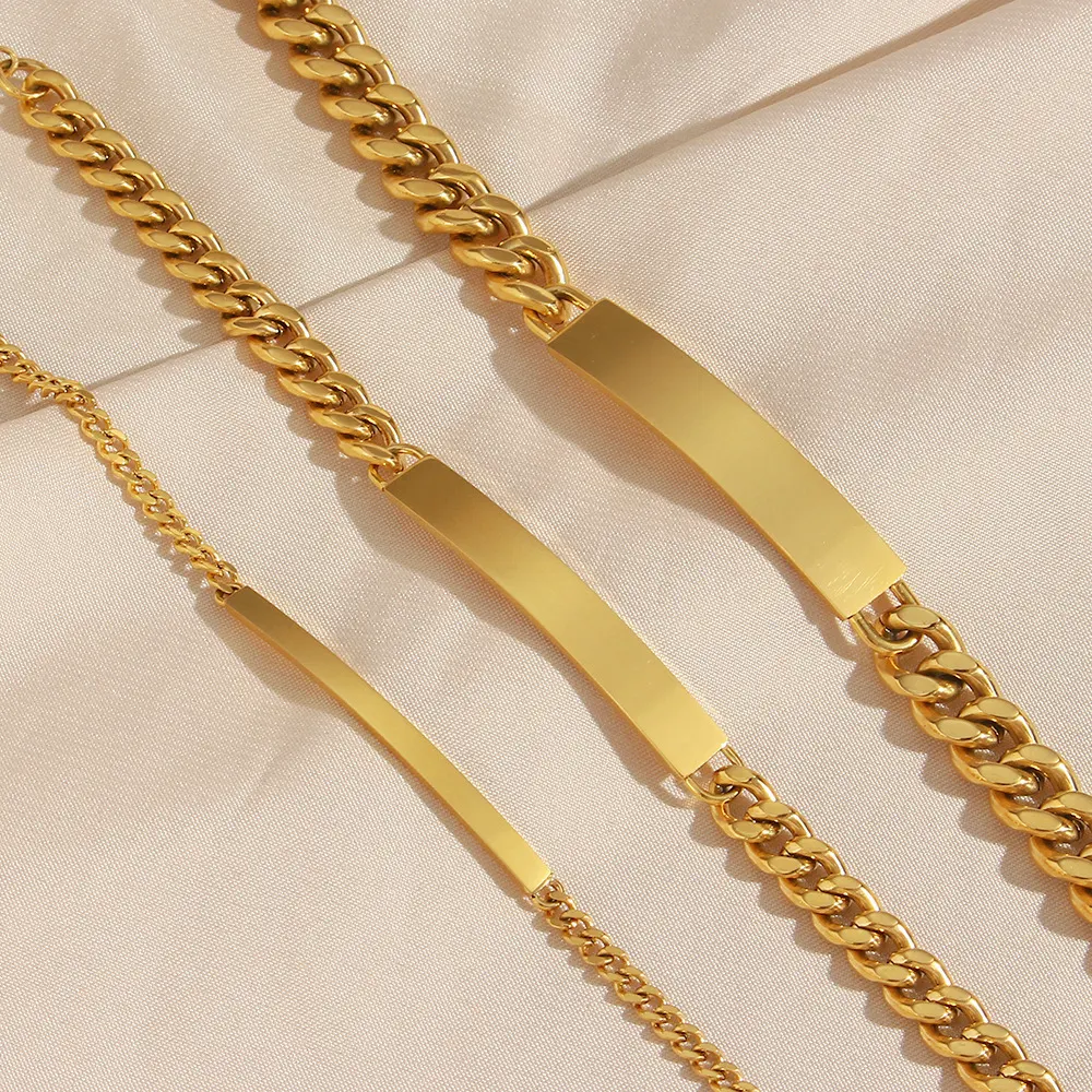 Pulseira Curvada de Corrente Cubana Geométrica Aço Inoxidável Design Moderno Conforto e Estilo para Homens e Mulheres — foto 4