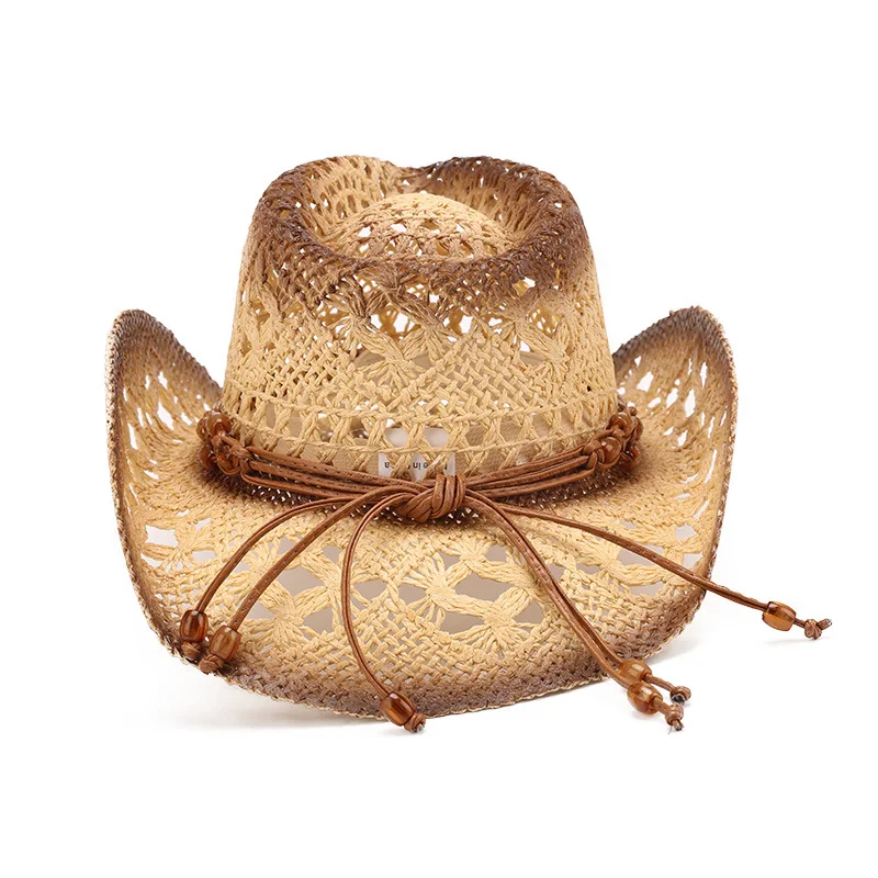Ausgehöhlter Western Cowboyhut aus atmungsaktivem Stroh. Perfekt für heiße Tage. Genießen Sie den Sommer mit diesem leichten, luftigen Hut. — foto 6