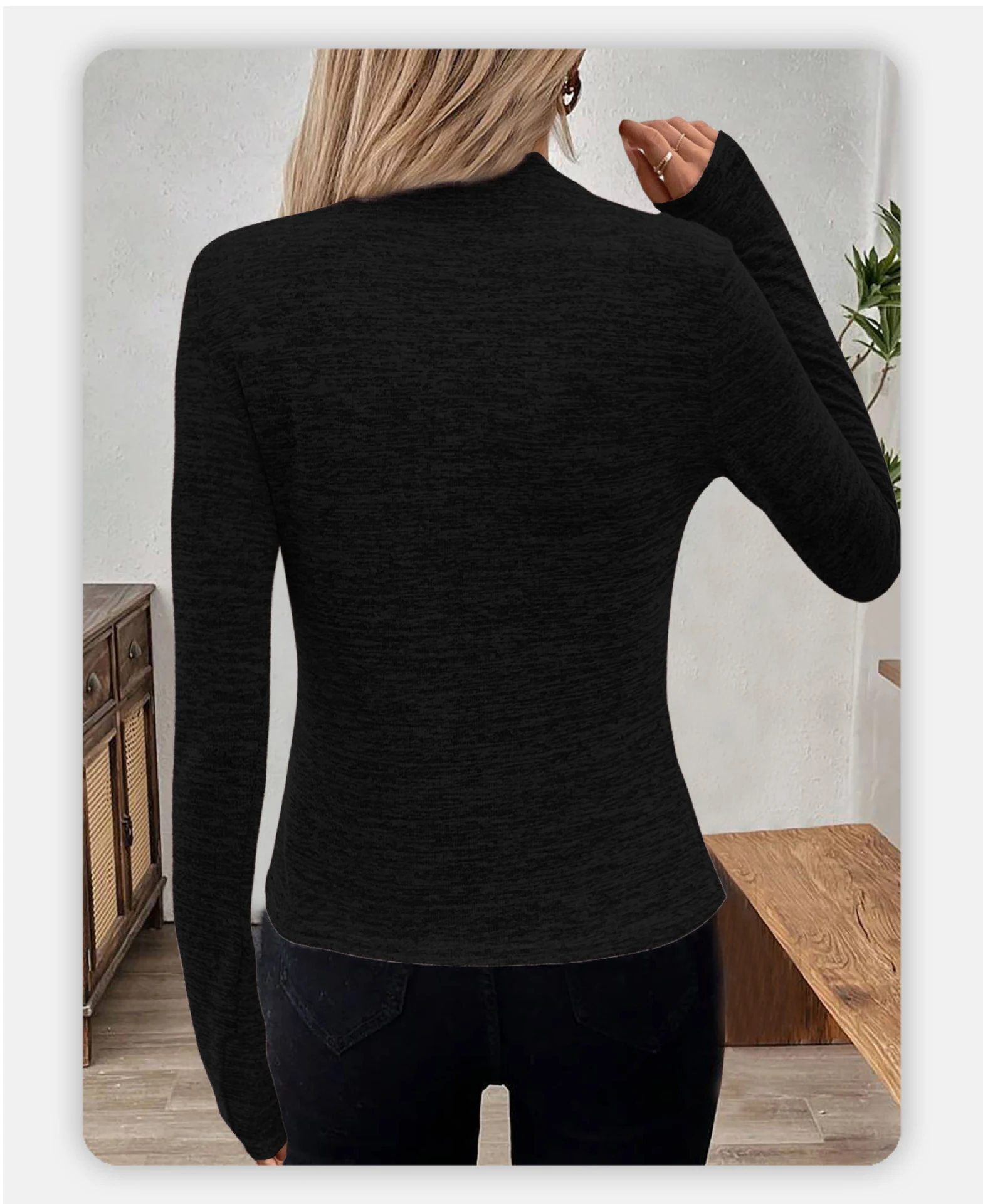Title 5, Turtleneck Oblique Zipper Long Sleeve Pullover ...
