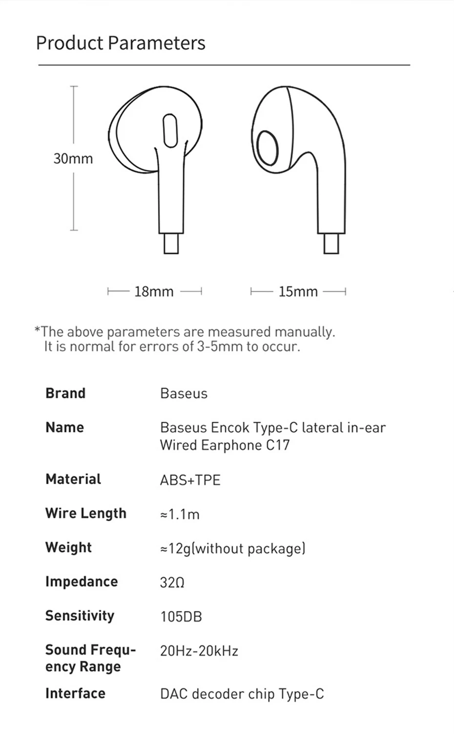 Title 7, Encok C17 White Lateral In-ear Wired Earphone T...