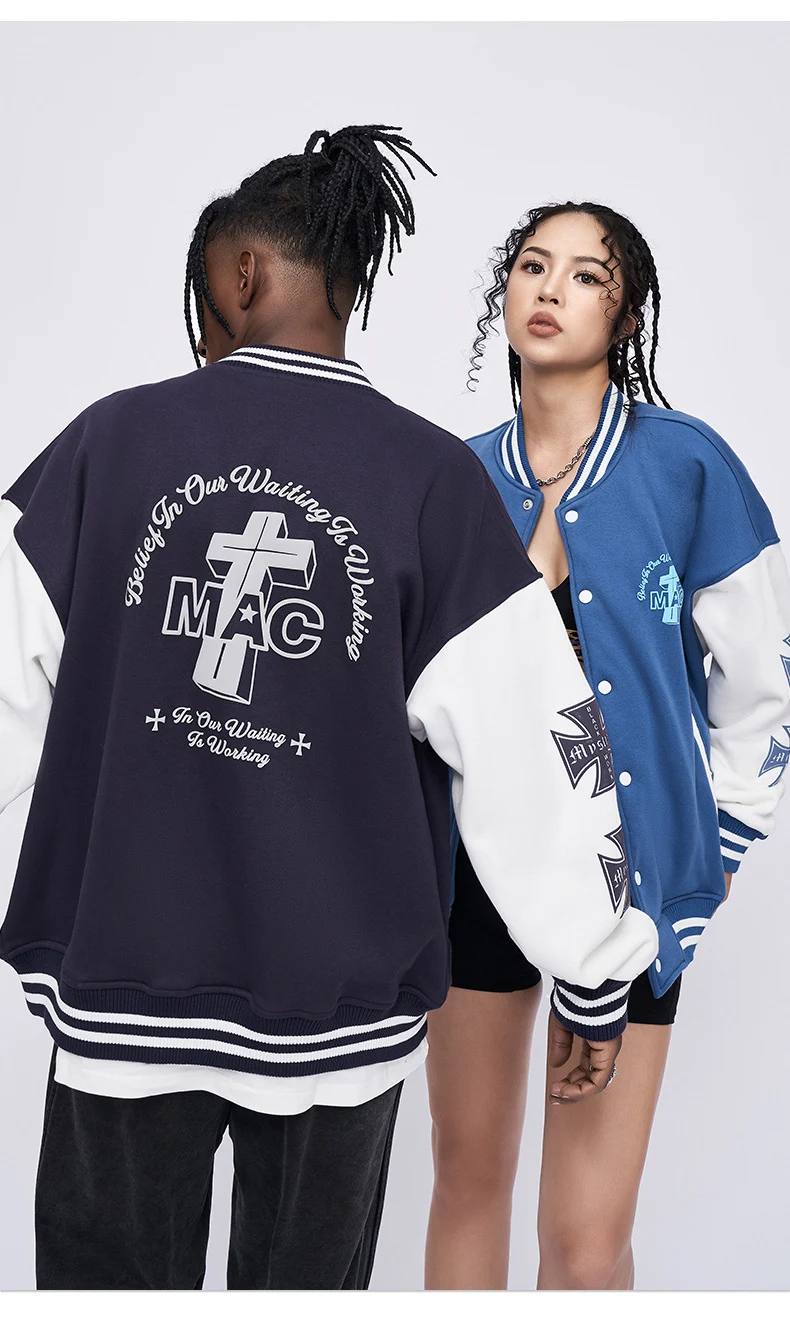 Title 5, Contrast Color Loose Printed Jacket Baseball Un...