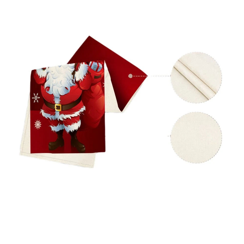 Linen Printed Snowman Old Man Table Mat Add festive charm to your table with this durable and easy-to-clean Christmas-th — photo 3