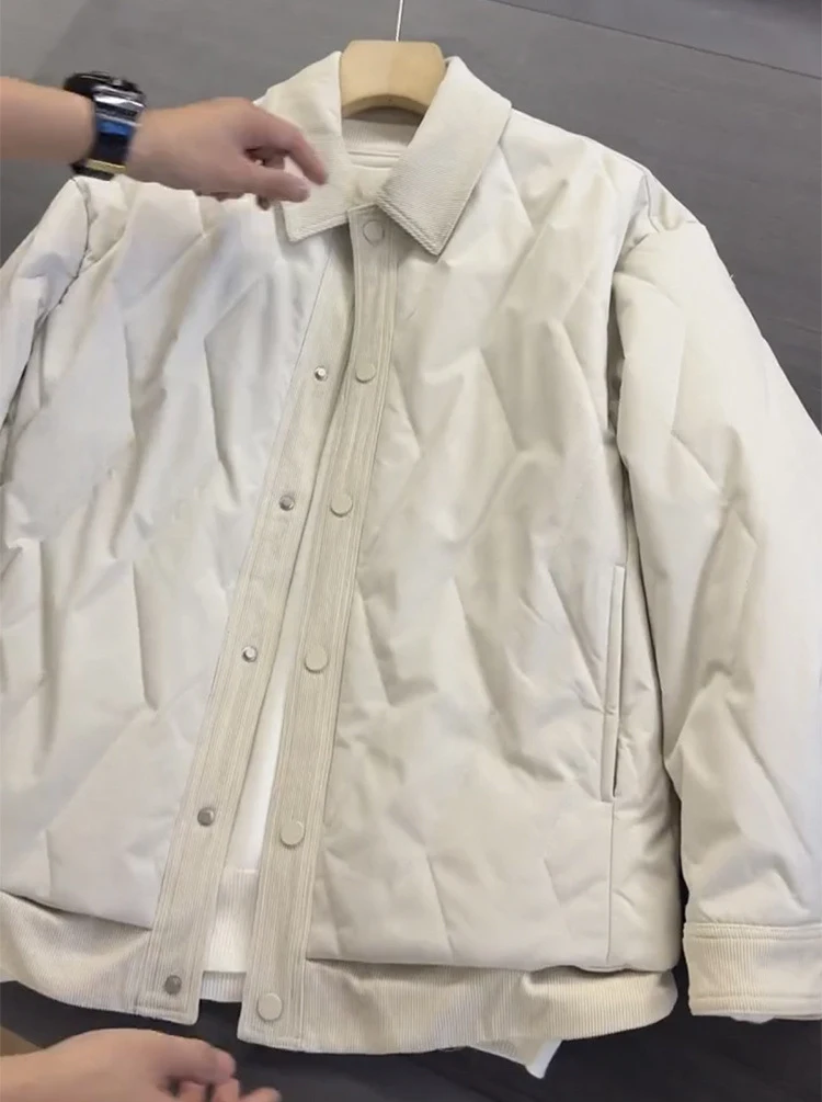 Men's Winter Lapel Color Matching Casual Cotton-padded Coat. Stay warm and stylish this winter with this comfortable and — photo 5