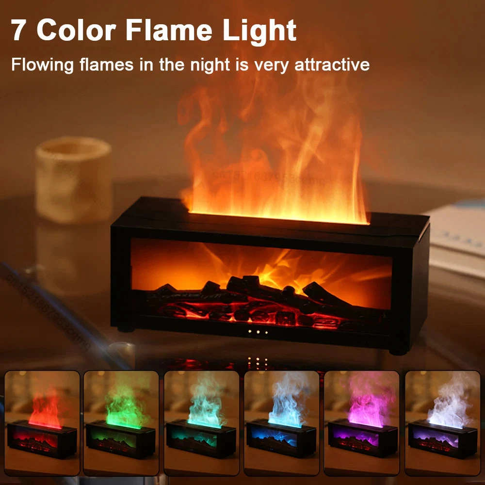 New Flame Aromatherapy Machine, Colorful Essential Oil Diffuser for Home, Large Fog Volume, 3D Flame Fireplace Humidifie — photo 16