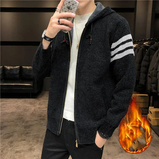 Title 8, Mens Sweater Plus Velvet Padded Sweater Casual...