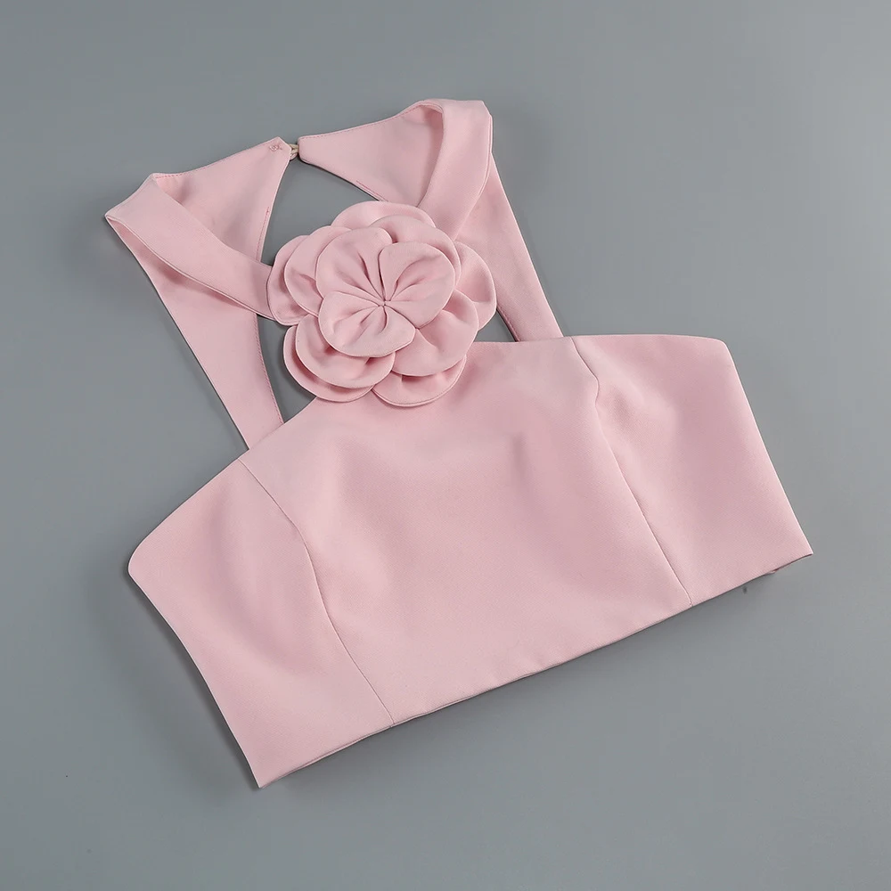 Title 6, Moda terno top halter saia flor decorativa