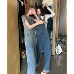 Women's Age Reduction Denim Bibs Straight Wide Leg Comfortable and Stylish Fit, Flattering Design, Modern and Classic De — photo 1