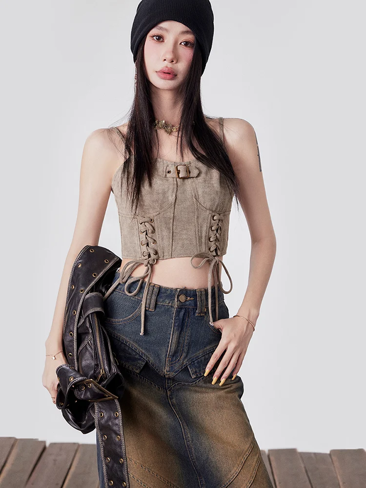 Title 8, Batik Drawstring Waist Fishbone Corset, cinches...
