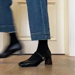 Genuine Leather Retro Square Toe Chunky Heel Mary Jane Shoes. Step out in style and comfort with these timeless retro sh — photo 2