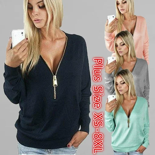 Title 6, Deep V Zip Top Batwing Long Sleeve