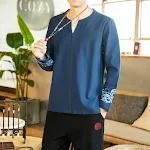 Men's linen embroidered long sleeve shirt. Experience ultimate comfort and style. Perfect for any occasion. Breathable f — photo 5