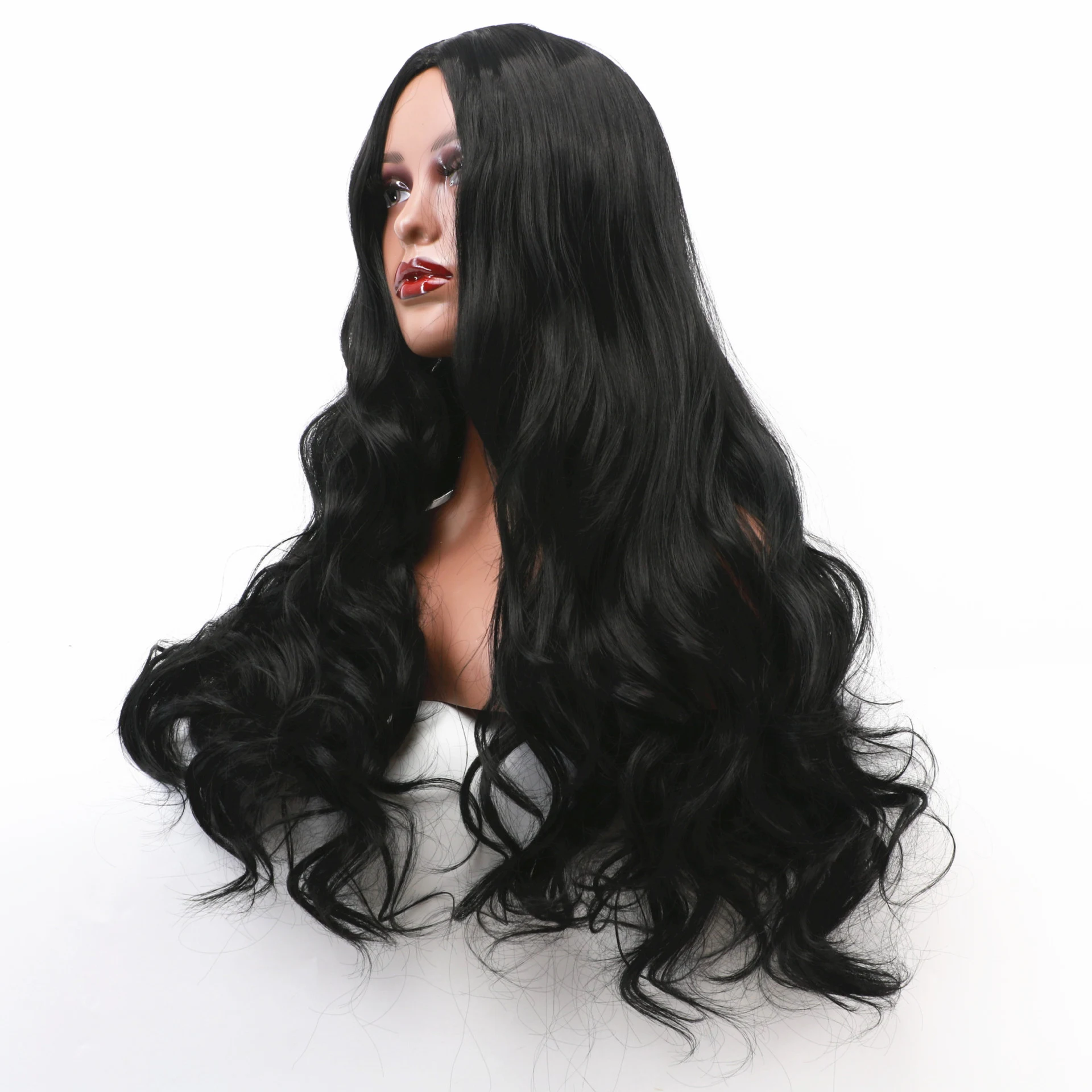 Peruca Feminina Cacheada Longa, Parte Central, Ondas Grandes, ideal para um visual deslumbrante e com muito volume. Sinta-se confiante e elegante. — foto 4