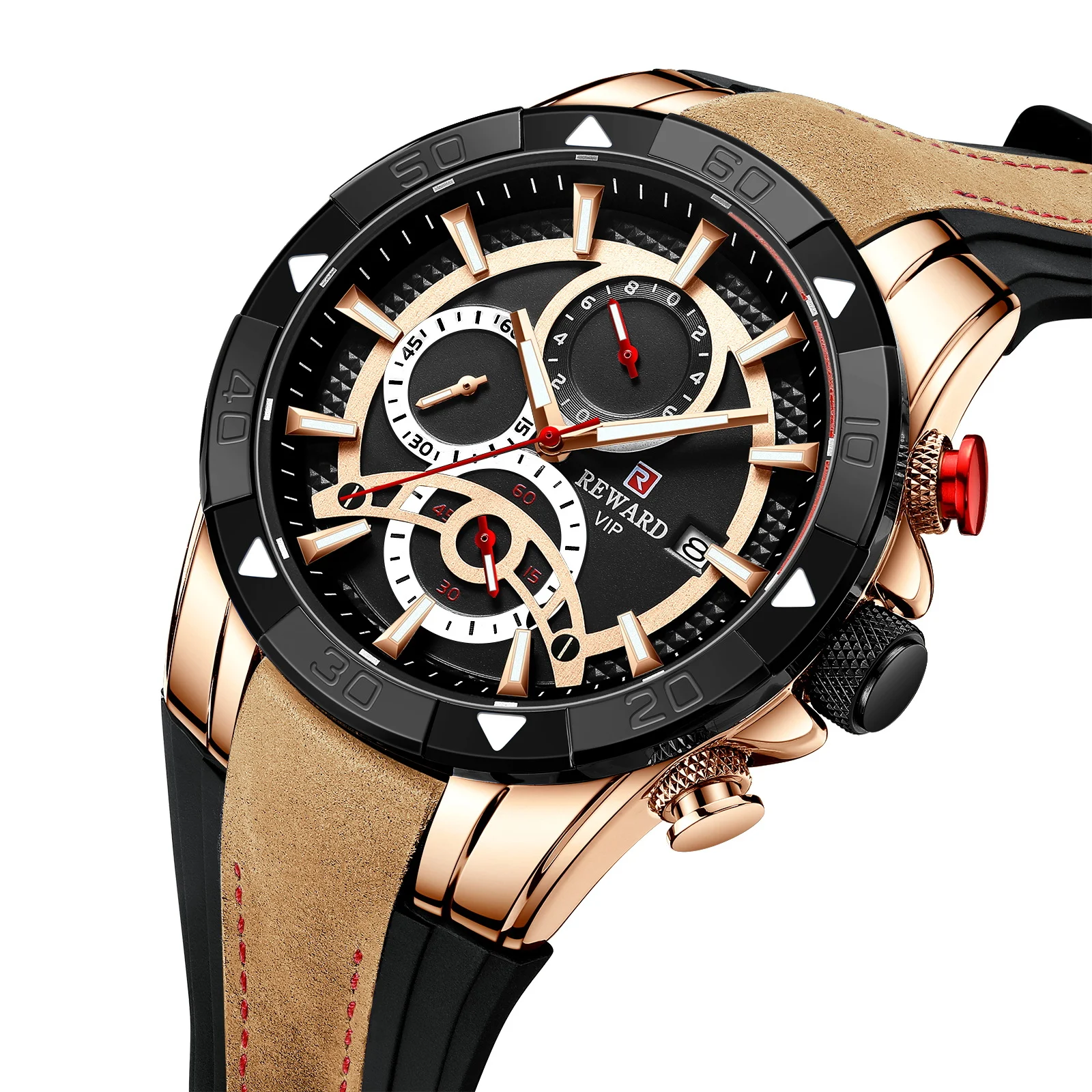 Title 3, Herenhorloge met kalender, band, quartz uurwerk...