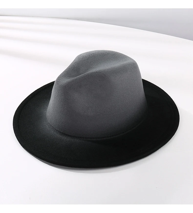 Title 13, Fashion Gradient Color Fedora Hat Flat Brim Woo...