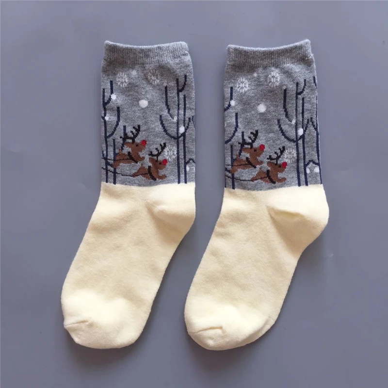Christmas White Background Women's Mid-calf Length Sock Snowman Elk Socks — photo 4