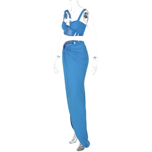 Title 25, Conjunto feminino com saia dividida, bandeau e ...