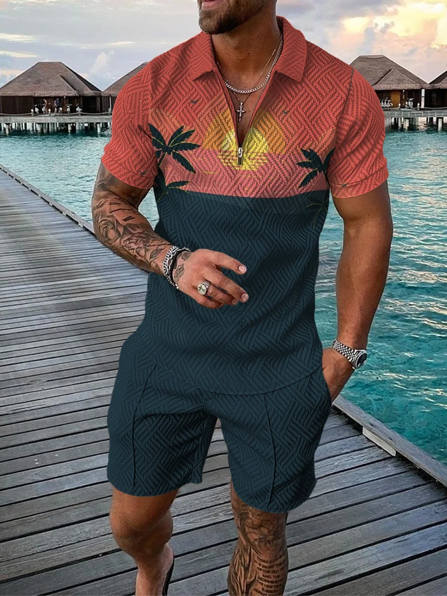 Men's Polo Shirt Hawaiian Coconut Print Fashion Suit, Summer Style and Comfort. Perfect for a relaxed look, enjoy tropic — photo 1