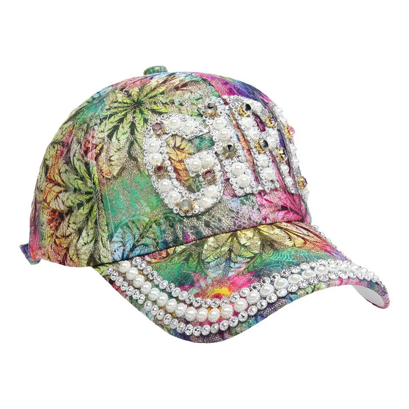 Title 35, Sequined Diamond Baseball Cap with Letter Desig...