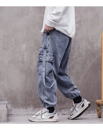 Title 7, Mens Overalls Loose Carrot Trousers Jeans Casu...