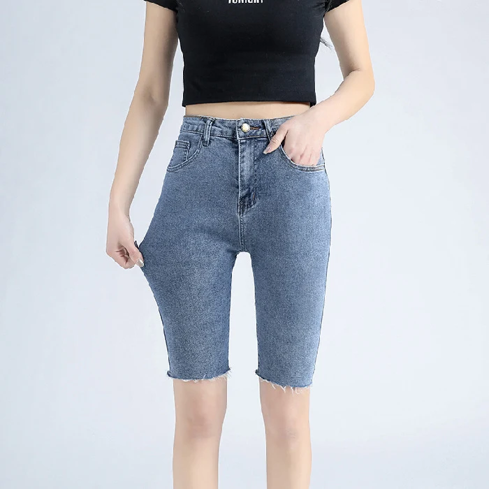 Women's tight-fitting denim five-point pants, a simple and trendy style. Perfect for a fashionable and comfortable every — photo 6