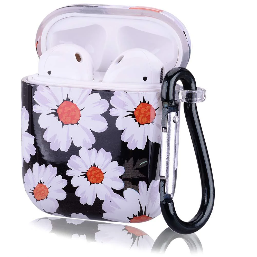 Apple compatible wireless earphone protective case featuring a sunflower rose leaf design and a natural system for your — photo 5