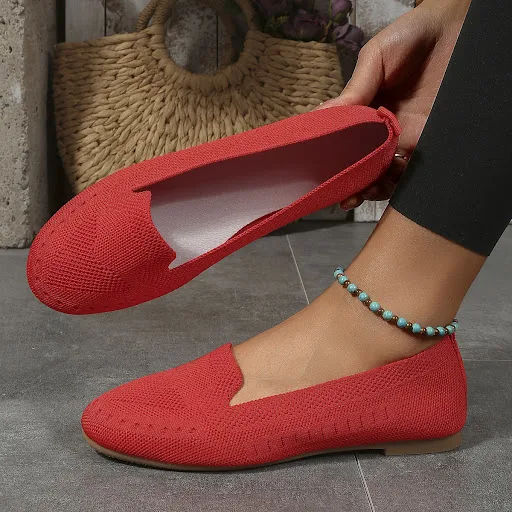 Title 5, Sapatos femininos de tecido voador com sola ras...