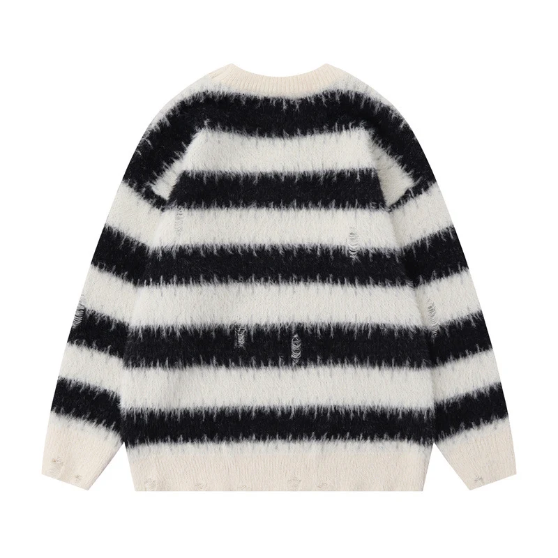American Style Trend Contrast Color Striped Loose Sweater. Comfortable and stylish, perfect for a casual, trendy look wi — photo 4