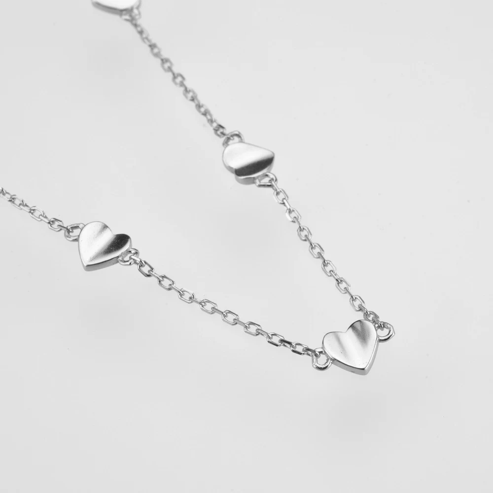 Colar longo de lenço em prata esterlina S925 com coração de amor para mulheres. Adicione um toque elegante ao seu look, perfeito para presentes. — foto 3