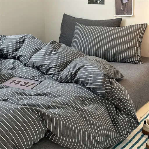 Title 4, Cotton Classic Japanese Retro Pinstripe Bed Fou...