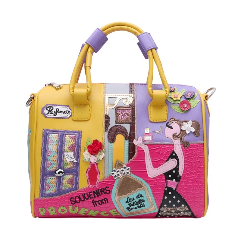 Bolso de mano, bandolera y viaje para mujer con cremallera, bordado de dibujos animados, estilo europeo y americano, sólido y espacioso. — foto 8