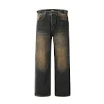 Heren jeans met wijde pijpen, contrastkleuren en wassing. Comfortabel en stijlvol voor een casual, moderne look. Perfect voor dagelijks gebruik. — foto 7
