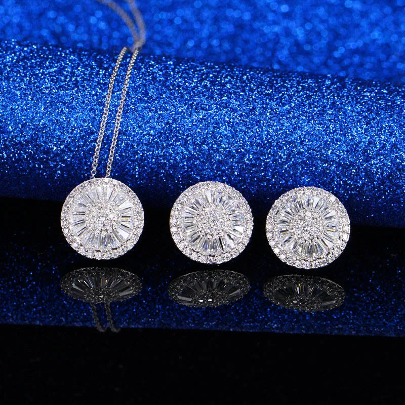 Colar e Brincos de Zircônia Moda Coreana Acessórios Conjunto Feminino Elegante Brilho Joias Presente Perfeito — foto 5