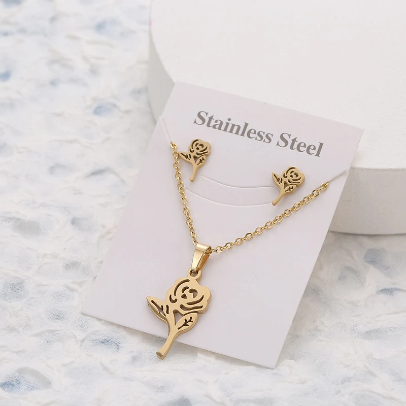 Conjunto colar com pingente de borboleta e brincos, aço inoxidável, geometria, elegante, ideal para mulheres. — foto 12
