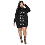 Vestidos Talla Grande Mujer con Estampado de Letras Sudadera con Capucha Casual Sueltos Mini Vestidos Trajes Primavera Cómodos — foto 1